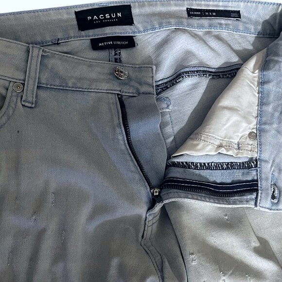 PACSUN Active Stretch Skinny Jeans – Light Wash Distressed | Men’s 32x30 - Picture 5 of 5